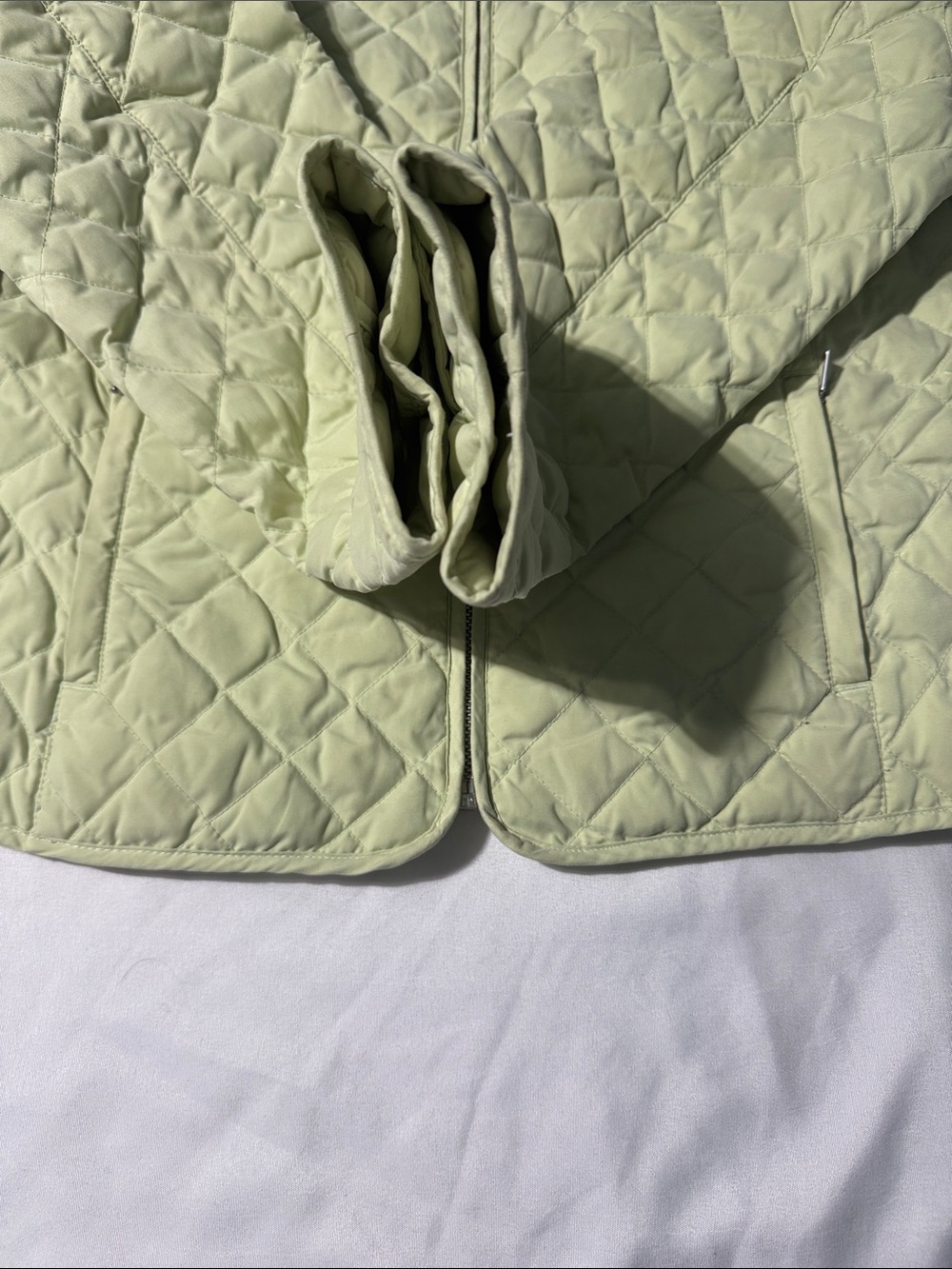 Eddie Bauer Goose Down Quilted Puffer Jacket Sage Green Large Gorpcore Hiking - Picture 7 of 13